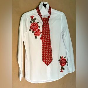 NWOT Christopher Hayes 100% silk handmade Made in USA red paisley necktie